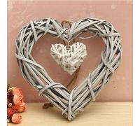 bismarckbeer Adorno de mimbre para colgar en la pared, diseño de corazón doble, para bodas, fiestas, accesorios de fotografía