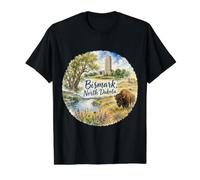 Bismark (Dakota del Norte) Camiseta gráfica económica, Hombre, Negro, M