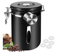 BISNIE - Cajas de café herméticas de 1 kg de granos de café, 2800 ml, acero inoxidable con seguimiento de la fecha, pala dosificadora de 30 ml y válvula de CO₂