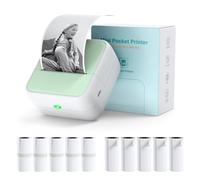 Bisofice Mini Impresora para Movil, Mini Impresora Termica Fotográfica para Smartphone, Bluetooth Impresora Portátil Mini con 11 Rollos de Pape, para Fotos, Diario, Notas, Lista