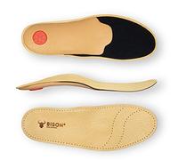 BISON ALFA - Plantillas de Piel para Botas - Taloneras Fascitis Plantar - Reduce la Sudoración y el Dolor de Pies - Plantillas Ortopedicas - Leather Shoe Insoles - 1 Par (45)