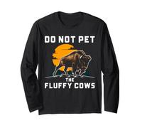Bison Do Not Pet Fluffy Cows Buffalo Humor Cita de Vida Silvestre Manga Larga