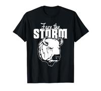 Bison Face The Storm Buffalo Motivación Coraje Cita Diseño Camiseta