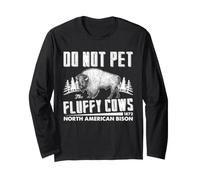 Bison Fluffy Cow Humor North American Buffalo Advertencia Cita Manga Larga