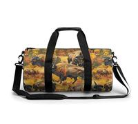 Bison Herd - Divertida bolsa de gimnasio grande novedosa, ligera, deportiva, bolsa de viaje, bolsa de equipaje de mano, 17.5 x 9 x 9 pulgadas