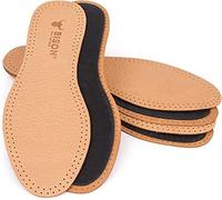 BISON Plantillas de cuero para zapatos 3 pares - Plantillas para pies sudorosos y dolores de pies - plantillas de cuero para zapatos - plantilla de piel auténtica para hombre y mujer, 3 Pairs Beige,