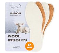 BISON Plantillas de invierno 2 pares - Plantillas cálidas para zapatos - Plantillas de piel de cordero con corcho - Suelas cálidas para zapatos - Suelas de piel de cordero para hombre y mujer - Talla
