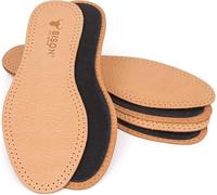BISON - Plantillas para zapatos cómodos de 3 pares - Suela de piel - Suela antiolor y sudor para hombre y mujer (41, Beige)