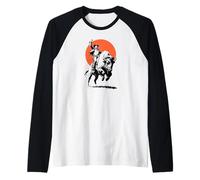 Bison Rider Cowboy Dude on an American Buffalo Camiseta Manga Raglan