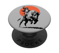 Bison Rider Cowboy Dude on an American Buffalo PopSockets PopGrip Adhesivo