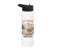 Bison Wilderness Outdoor Adventure Nature Lover Mountains Stainless Steel Insulated Water Bottle