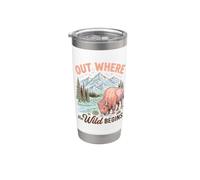 Bison Wilderness Outdoor Adventure Nature Lover Mountains Vaso térmico de acero inoxidable de doble pared
