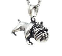 BISONBLUE Collar Hombre Colgante Cadena Mujer Regalo Hip Hop Vintage Bulldog Colgante Collar Cadena Collar Para Hombres Mujeres Punk Rock Regalo Para Amigos Steelcolor