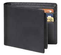 BISONDALE Cartera personalizada para hombre, cuero de caballo loco grabado personalizado, bloqueo RFID, ventana de identificación, 11 ranuras para tarjetas, color, Negro -, Generic