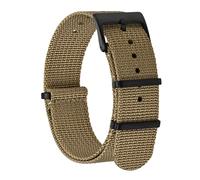 BISONSTRAP Correas de Reloj de Nailon para Hombres, Correas Militares de una Sola Pieza, 20mm, Marrón (Hebilla Negra)