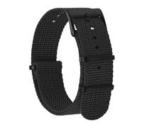 BISONSTRAP Correas de Reloj de Nailon para Hombres, Correas Militares de una Sola Pieza, 22mm, Negro (Hebilla Negra)