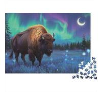 Bisonte bajo Aurora Rompecabezas Imposible,desafío for Adults Animales Entretenimiento Creativo 1000 Piezas Obra De Arte De Juego De para Adultos, Regalos A Partir De 14 Años 52x38cm/1000pcs