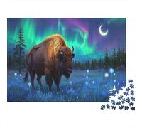 Bisonte Europeo Puzzles Imposible,desafío para Adultos Noche Luna Aurora Juego Educativo 1000 Piezas Obra De Arte De Juego De para Adultos Y Niños Mayores De 12 Años 1000pcs (75x50cm)