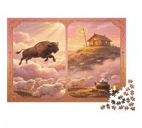 Bisonte Salvaje Volador Puzzle de 1000 Piezas Puzzle para Adultos Papel Colina Pastoral Relajación Interacción Familiar Decoración Regalo 38x26cm/1000pcs