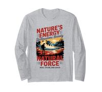 Bisonte y géiseres - Parque Nacional Retro Yellowstone Manga Larga