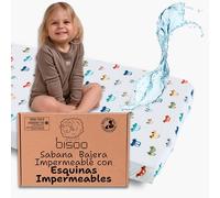 Bisoo Sabana Magica 40x80 para Capazo, Cochecito, Minicuna Bebe. Bajera de Algodon Jersey Impermeable y Transpirable. Ahorra Comprar el Protector de Colchon Aparte. Cert. Oeko-Tex, Coches 80x40