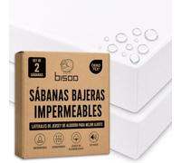 Bisoo Sabana Magica 50x100 2 Blancas. Bajera Impermeable para Minicuna | Sabana y Protector en una Pieza, Ahorro, Impermeable, Transpirable, Silenciosa, Algodon Jersey Oeko-Tex