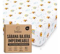 Bisoo Sabana Magica Bajera 40x80 Leones para Cochecito Capazo y Moises Bebe. Sabana y Protector en una Pieza, Ahorro, Impermeable, Transpirable, Silenciosa, Algodon Jersey Oeko-Tex