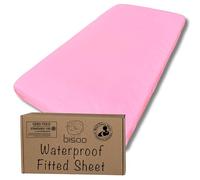 Bisoo Sábana Mágica minicama 70x160. Bajera de algodón Jersey Impermeable y Transpirable. Ahórrate Comprar Protector de Cama aparte. Bordes generosos para Ajuste fácil. (Rosa 160x70)