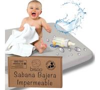 Bisoo Sábana Mágica minicama 70x160. Bajera de algodón Jersey Impermeable y Transpirable. Ahórrate Comprar Protector de Cama aparte. Bordes generosos para Ajuste fácil. (Gris 160x70)