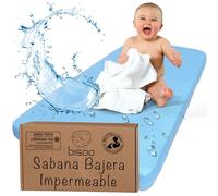 Bisoo Sabana Magica Minicuna 50x100 cm. Bajera de Algodón Jersey Impermeable y Transpirable para Cuna Colecho. Ahórrate Comprar el Protector de Colchon aparte. Cert. Oeko-Tex, Azul 100x50
