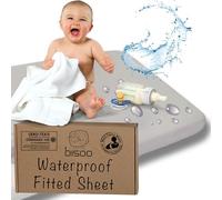 Bisoo Sábana Mágica Parque Infantil 100x100 cm. Bajera de algodón Jersey Impermeable y Transpirable. Ahórrate Comprar el Protector aparte. Bordes generosos para Ajuste fácil (Gris)