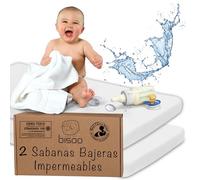 Bisoo Sabanas as Minicuna 50x80 / 50x83 cm. Bajera de algodón Jersey Impermeable y Transpirable. Ahórrate Comprar el Protector aparte. Compatible Colecho. Set de 2X Blanco, 80x50 / 83x50