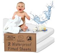 Bisoo Sabanas as Minicuna 50x90. Bajera de algodón Jersey y Protector Impermeable en Ahórrate Comprar el Protector aparte. Ajuste fácil. Compatible Colecho. Set de 2X Blanco, 90x50