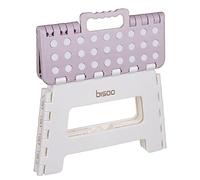 Bisoo Taburete Plegable Infantil Portatil 22 cm, Baño, Cocina, Ducha, Lila | Banco, banqueta y escalón de plástico para niños y adultos: lavabo, inodoro, armarios altos. Antideslizante, asa y gancho