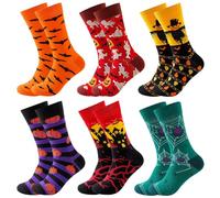BISOUSOX Calcetines de Halloween Divertidos Hombre Algodón Calcetines 6 Pairs Halloween Socks para Hombre 40-46