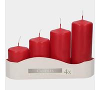 Bispol Juego de 4 Velas de Navidad, Decoración Navideña, de Color Rojo Brillante, Diámetro de 4,8 cm, Altura de 7, 9, 11, 13 cm, 33 Horas de Combustión, Perfecta para un Ambiente Festivo