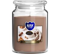 Bispol - Vela aromática grande en vaso de cristal con tapa, 100 horas de combustión, diámetro 9,9 cm y altura 14 cm, aroma café