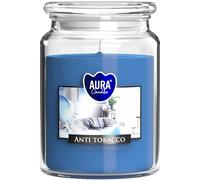 Bispol - Vela aromática grande en vaso de cristal con tapa, 100 horas de combustión, diámetro 9,9 cm y altura 14 cm, aroma: anti humo