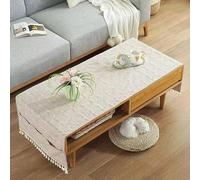 BisQu Funda de mesa baja rectangular de lino: mantel elegante con bolsillos para la decoración de su salón (60 x 140 cm), E)