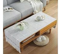 BisQu Mantel rectangular de lino para mesa de café: elegante mantel con bolsillos para la decoración de tu sala de estar en casa (140x60cm(55x24pulg),D)
