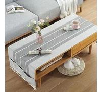 BisQu Mantel rectangular de lino para mesa de café: elegante mantel con bolsillos para la decoración del hogar de tu sala de estar (50 x 160 cm, A)