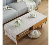 BisQu Mantel rectangular de lino para mesa de café: elegante mantel con bolsillos para la decoración de tu sala de estar en casa (60x160 cm (24x63 pulgadas), C)