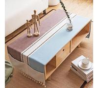 BisQu Mantel rectangular de lino para mesa de café: elegante mantel con bolsillos para la decoración del hogar de tu sala de estar (50 x 160 cm, J)