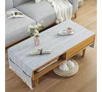 BisQu Mantel rectangular de lino para mesa de café: elegante mantel con bolsillos para la decoración del hogar de tu sala de estar (50 x 160 cm, L)