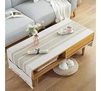 BisQu Mantel rectangular de lino para mesa de café: elegante mantel con bolsillos para la decoración del hogar de tu sala de estar (70 x 180 cm, B)