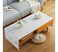 BisQu Mantel rectangular de lino para mesa de café: elegante mantel con bolsillos para la decoración del hogar de tu sala de estar (60 x 140 cm, F)