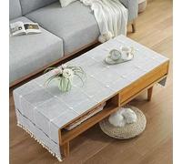 BisQu Mantel rectangular de lino para mesa de café: elegante mantel con bolsillos para la decoración del hogar de tu sala de estar (60 x 140 cm, D)