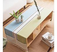 BisQu Mantel rectangular de lino para mesa de centro: elegante mantel con bolsillos para la decoración de tu sala de estar (60 x 160 cm (24x63 pulgadas), I)