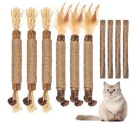 Bissap 10 Palitos para Masticar Silvervine para Gatos, Palitos Masticables De Catnip, Juguetes para Gatos para Interiores, Dientes De Gatito, Rechinar, Juguetes Interactivos De Plumas para M