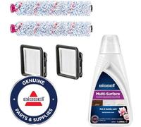 BISSELL Kit de Accesorios para CrossWave, Incluye 2 Cepillos Multisuperficie, 2 Filtros y Solución Limpiadora Original Multisuperficie de 1L para CrossWave, SpinWave y HydroWave, 3823